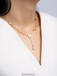 Buy Anira Pearl Butterfly Necklace Online at $41 | Swashaa Global