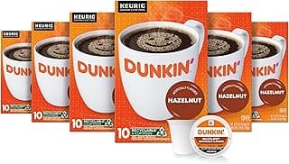 Dunkin' Hazelnut Flavored Coffee, 60 Keurig K-Cup Pods,10 Count (Pack of 6)