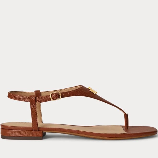 Ralph Lauren Women's Everley II Crosshatch Leather Sandal
