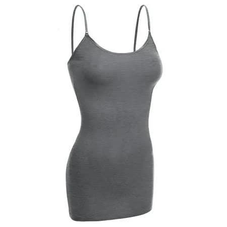 Essential Basic Women Basic Built In Bra Spaghetti Strap Cami Top Tank