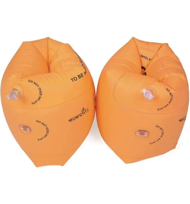 Wowelife Arm Floaties Inflatable Swim Arm Bands Floater Sleeves Swimming Rings Tube Armlets for Kids and Toddlers(Orange)