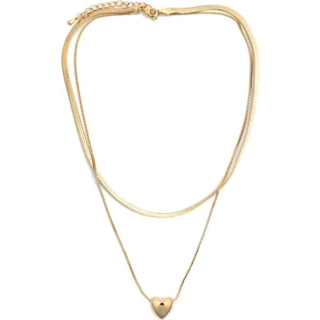 Panacea Women's Double Layered Heart Pendant Necklace