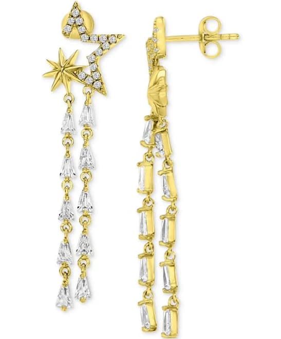 Macy's Women's 14k Gold-Plated Sterling Silver Cubic Zirconia Star