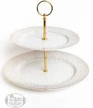 Chantilly Fine Porcelain Two-Tier Tray with Gold Dots