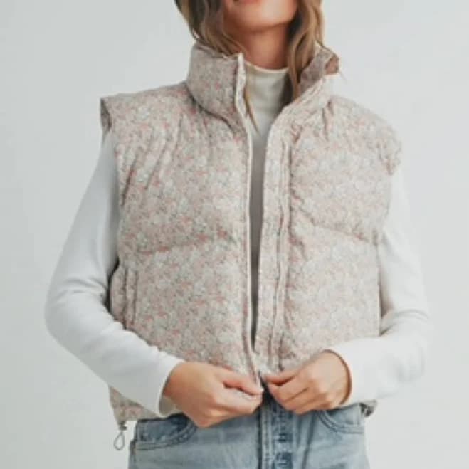 Floral Puffer Vest