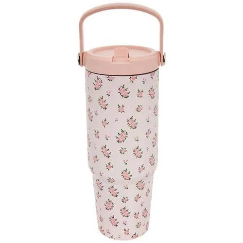 Dainty Pink Florals Tumbler With Handle