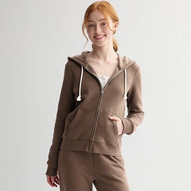 Juniors' SO Core Zip-Up Hoodie, Girl's, Size: XS, Beau Brown
