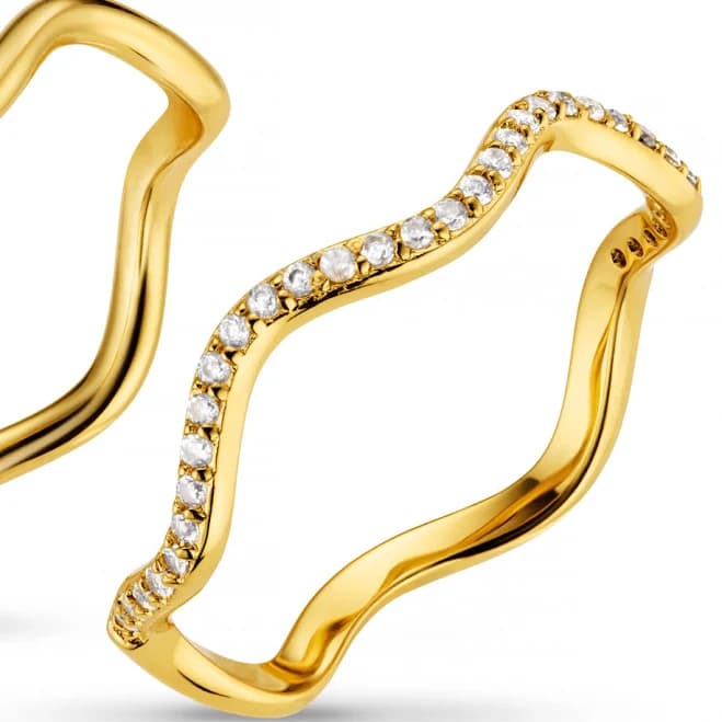 Orelia Fine Pave Wave Stacking Ring Set