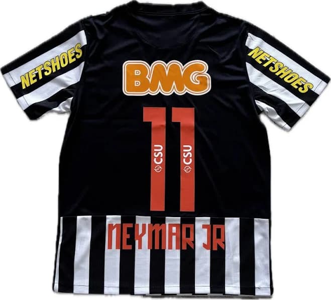 Neymar JR 11 Nike Santos FC Soccer Jersey 2012-2013 Black White Football Shirt MENS M