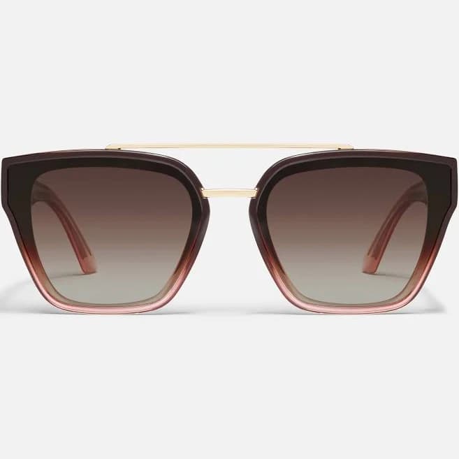 SWEET TALKER Square Aviator Sunglasses with Gold Trim, CHOCOLATE PEONY/BROWN