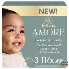 Amore by Pampers Diapers Enormous Pack - Size 3 - 116ct Weight Range 13-24 lbs