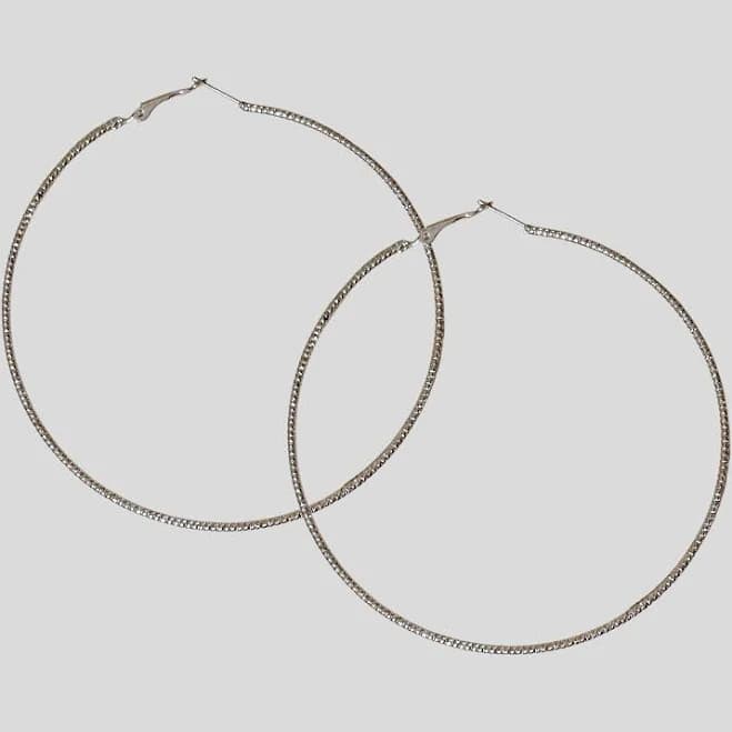 GUESS Textured 3" Hoop Earrings