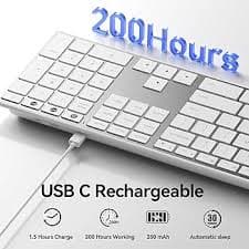 Amazon.com: AUSDOM Full Size Bluetooth Keyboard, 2.4G Wireless Quiet Slim Keyboard, Multi Device Low Profile Silent Flat Keyboards with Numeric Keypad, Rechargeable Battery for Windows Mac iOS Computer, White : Electronics