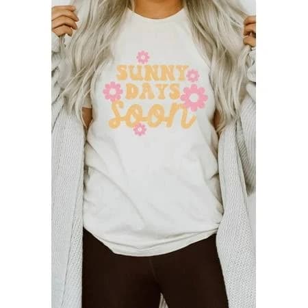 Sunny Days Soon Floral Spring Bloom Graphic Tee