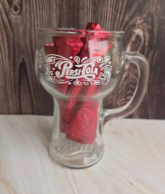 Vintage 1970's Pepsi-Cola Large 16oz Soda Fountain Classic Design Drinking Glass, Gift, Birthday, Pepsi Lover, Soda Pop, Pepsi Drinker