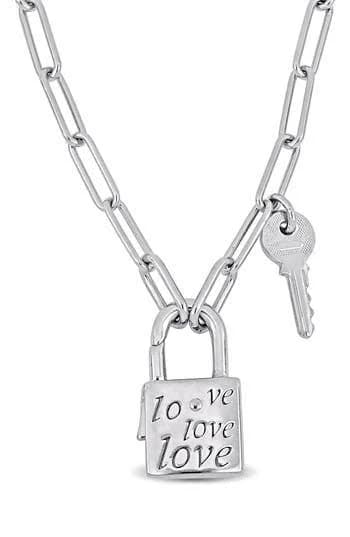 Delmar Lock & Key Paperclip Link Necklace