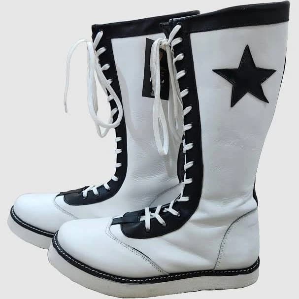 Pro Wrestling Star Lace-Up Leather Boots