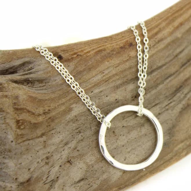 Sterling Silver Circle Pendant Necklace