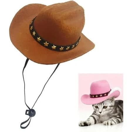 Pet Cowboy Hat, Pet Headwear, Mini Cowboy Hat for Dogs Cat Pets, Cowboys Costume(brown-Medium), Men's