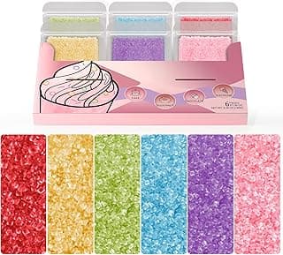 HUEBEATY® 6-in-1 Dye Free Rainbow Sanding Sugar Sprinkles – 180g Natural Edible Sprinkles for Cake Decorating and Baking, Cupcakes, Cookies, Ice Cream & Birthday Desserts – Supernatural No Artificial Dye Sugar Crystals