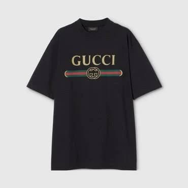 Gucci Cotton Jersey and Silk T-Shirt with Print