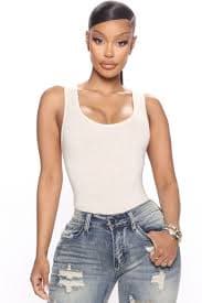 Tell Me More Scoop Neck Tank Top - Taupe | Fashion Nova