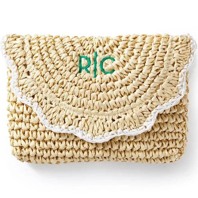 Scalloped Raffia Clutch