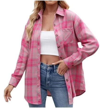 Women's Oversized Buffalo Plaid Flannel Shirt