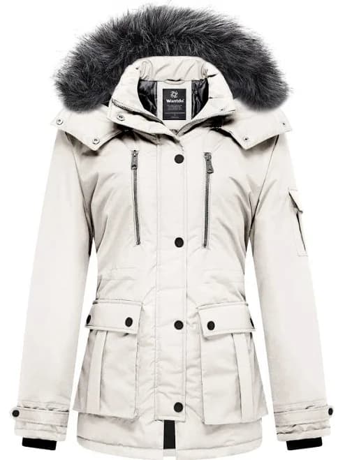 Wantdo Women's Winter Parka Coat with Removable Fur Hood