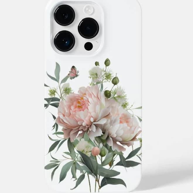 Delicate Pink Blush Peony with Butterfly iPhone Case