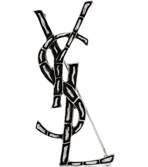 SAINT LAURENT Crocodile Monogram Brooch
