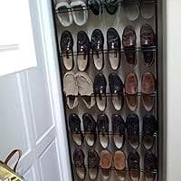 Amazon.com: MyGift Modern Matte White Metal Hanging Shoe Rack for Walk in Closet, Mudroom and Entryway, Wall Mounted Space Saving Organizer for Shoes and Boots, Holds 18 Pairs : Home & Kitchen