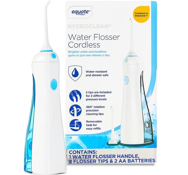 Equate HydroClean Cordless Water Flosser with Removable Tank and 2 Pressure Cleaning Tips