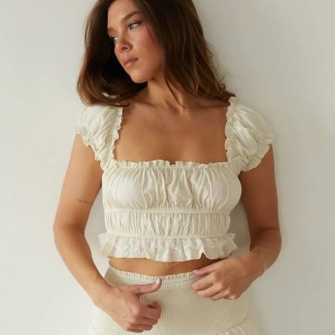 American Threads Kaylor Smocked Puff Sleeve Top