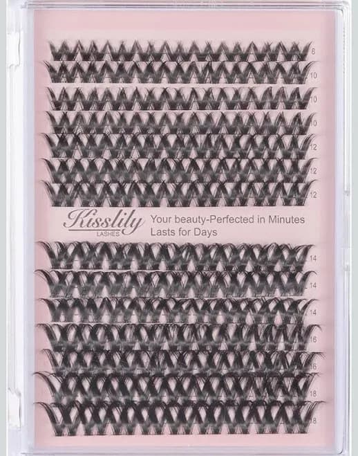 Kisslily 126pcs Cluster Eyelashes Black Mixed Length Waterproof