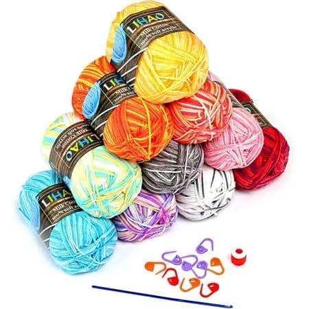 Naler 10 Pack Multi-Coloured Crafting Knitting Crochet Yarn Set