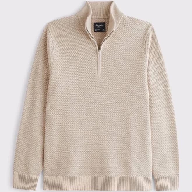 Abercrombie & Fitch Men's Cable Quarter-Zip Sweater