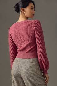 PAIGE Balloon-Sleeve Artemisia Cable Sweater | Anthropologie