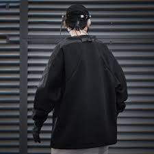 Covisoty Men's Techwear Hip Hop Hoodie Streetwear Patchwork Urban Jumper Black M at Amazon Men's Clothing store