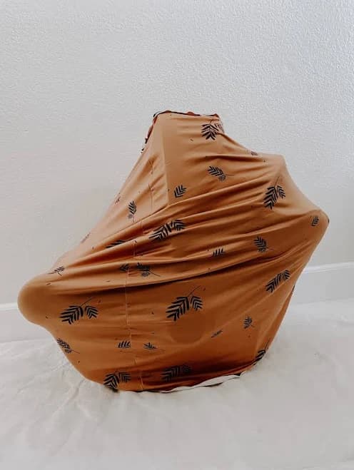 Tan leaves, car seat canopy, nursing cover, baby shower gift,