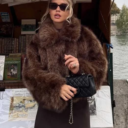 Miccy Cropped Faux Fur Coat