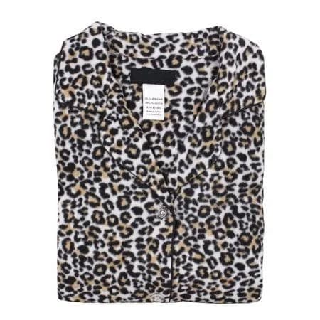 VKWEAR Women's Fleece Button Up Pajama Set