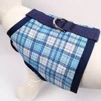 Light Blue, Navy, And White Plaid Dog Harness Vest