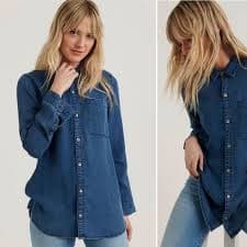 Vintage | Tops | Vintage Denim Boyfriend Shirt | Poshmark