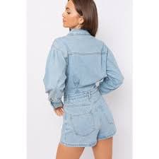 Le Lis Denim Romper- Blue – Off The Wall Fashions