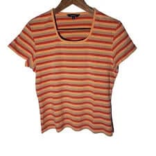 Stripped t-shirt, orange, red and beige in color Reitman brand