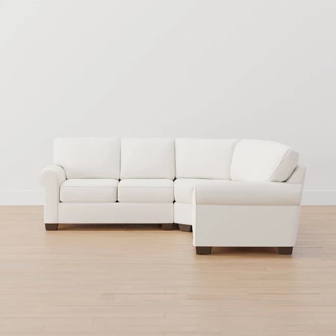 Pottery Barn Buchanan Roll Arm Upholstered Curved 3-Piece L-Shaped Wedge Sectional