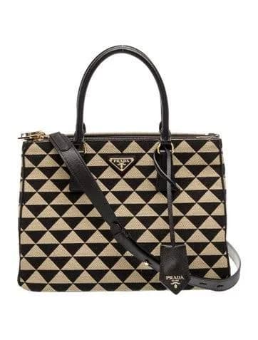 Prada Saffiano Leather Symbole Medium in Black/Neutrals