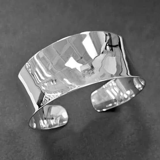 Sterling Silver Personalized Open Concave Wide Cuff Bangle Bracelet