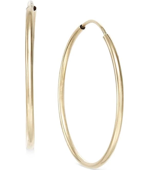 10K Yellow Gold Endless Hoop Earrings